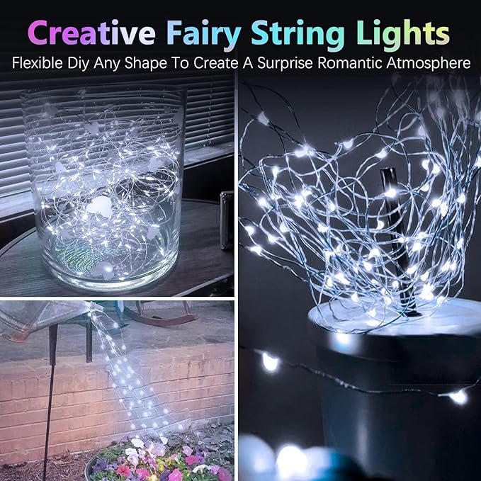4 Pack 60 LED Christmas Fairy Lights Battery Operated with Timer, 20FT Waterproof Twinkle Lights Indoor Outdoor, String Lights for Bedroom, Wedding, DIY, Centerpiece, Christmas Decorations(Cool White)