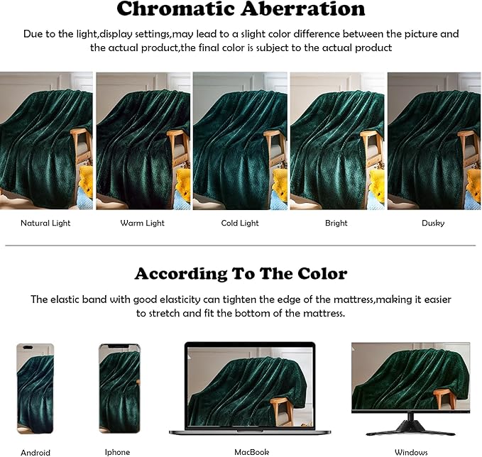 NEWCOSPLAY Super Soft Throw Blanket Forest Green Premium Silky Flannel Fleece Leaves Pattern Lightweight Bed Blanket All Season Use (Forest Green, Throw(50"x60"))