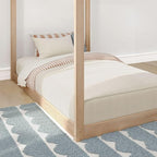 Max & Lily Twin Floor House Bed, Modern Solid Wood Low Bed Frame for Kids, Montessori Floor Bed for Bedroom, Playroom, Wooden Slats, Blonde