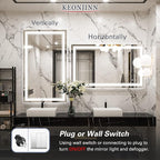 Keonjinn LED Bathroom Mirror with Lights, 40 x 24 Inch Front Lighted Vanity Mirror, HD Tempered Glass, UL-Listed LED Driver, Anti-Fog, 6000K Dimmale, Memory Function, Easy Installation