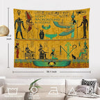 Batmerry Egyptian Tapestry, Egyptian Eye of Horus Or Eye of Ra Picnic Mat Hippie Trippy Tapestry Wall Art Meditation Decor for Bedroom Living Room Dorm, 51.2 x 59.1 Inches, Gold