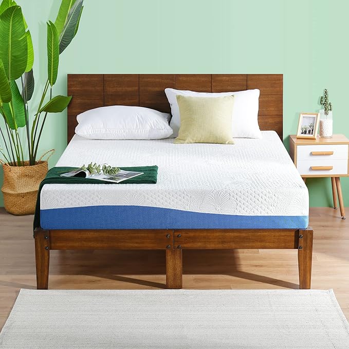 Olee Sleep King Mattress, 10 Inch Gel Memory Foam Mattress, Gel Infused for Comfort and Pressure Relief, CertiPUR-US Certified, Bed-in-a-Box, Medium Firm, Blue, King Size