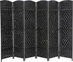 Room Divider 6 Panel Folding Privacy Divider 6 Ft Indoor Wall Divider Portable Partition Wood Screen, Black