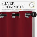 NICETOWN Burgundy Red Blackout Draperies Curtains - Pair of Grommet Top Thermal Insulated Blackout Decorative Curtains for Thanksgiving Day & Christmas Decor(55 inches Wide by 96 inches Long)