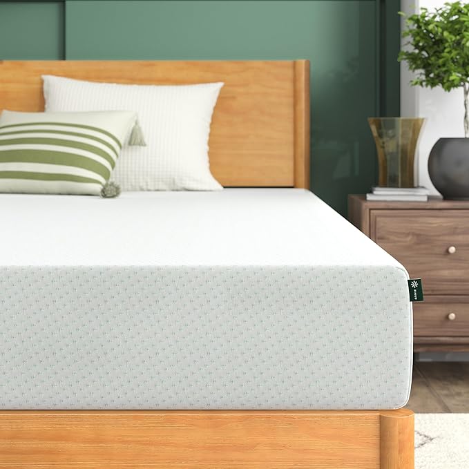 ZINUS 8 Inch Green Tea Memory Foam Mattress, Full, Fiberglass Free, Patented Custom Contour Support, Sturdy Base Foam, CertiPUR-US Certified, Mattress in A Box, White