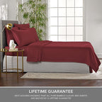 Split King Sheets by Pure Bamboo, Genuine 100% Organic Viscose Derived from Bamboo Bed Sheet Set, Soft & Cooling, Double Stitching *Not for Split Top (Split King, Merlot)