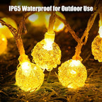 Minetom Crystal Globe String Lights Plug in - 66 ft 200 LED Globe Fairy String Lights with Remote and Timer, Waterproof for Bedroom Tent Loft Bed Window Porch Patio Wedding Holiday Decor, Warm White