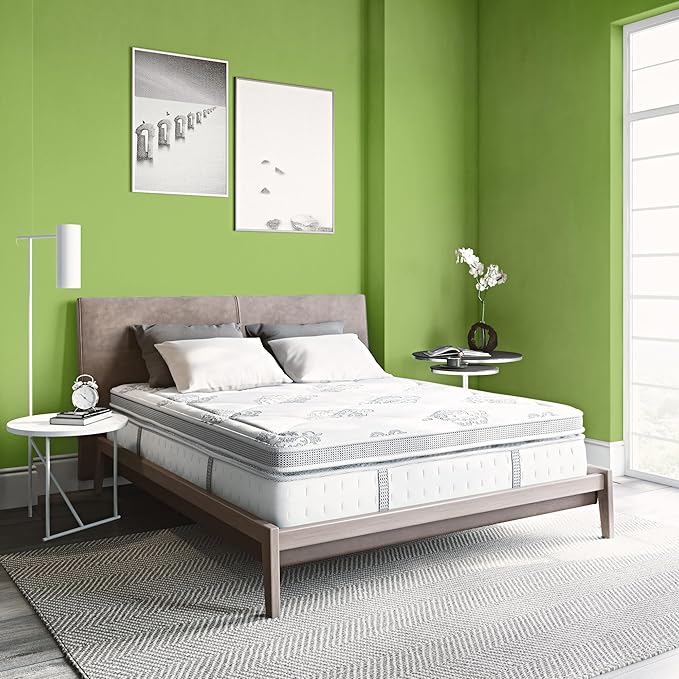Classic Brands Gramercy Cool Gel Memory Foam and Innerspring Hybrid 14-Inch Euro Pillow Top Mattress, Mattress in a Box, Queen