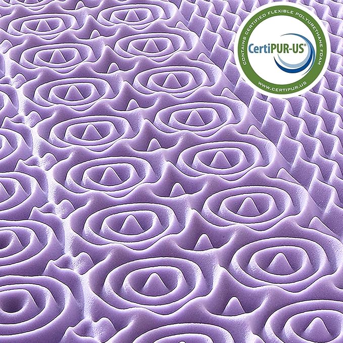 MUXHOMO 3.9 Inch 7-Zone Full Mattress Topper, Egg Crate Foam Mattress Topper Full Size for Back Pain, Lavender Cooling Gel Infused Bed Pad, CertiPUR-US and Oeko-TEX Certification (54"×75")