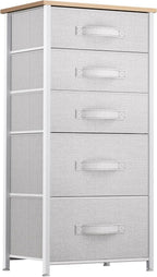 YITAHOME 5 Drawers Dresser - Fabric Dresser, Organizer Unit for Living Room, Closets(Pink)