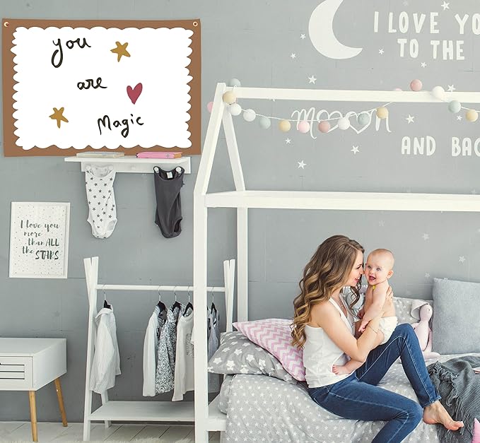 Baby Kids Growth Affirmation Stuff Nursery Above Crib Bedroom Playroom Reading Room Wall Decor Hanging Rectangular Banner Flag Sign Wall Art Baby Shower Baptism Birthday Christmas Gift You are Magic