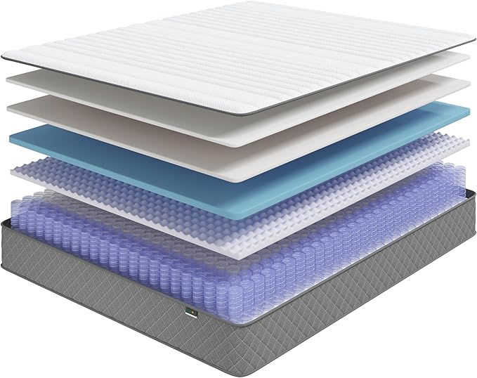 PurrJoys Firm Full Mattress,10 Inch Hybrid Full Mattress in a Box with Gel Memory Foam, Pocket Innerspring, Pressure Relief, Motion Isolation, Non-Fiberglass - Firm