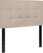 Flash Furniture Bedford Box Stitch Tufted Upholstered Twin Size Headboard in Beige Fabric