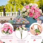 Geosar 8 Bundles Artificial Peonies Flowers Fake Silk Peony Bouquet Faux Peonies Flowers Bulk for Decoration Vase Floral Arrangements Wedding Party Table (Pink,Champagne)