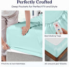 California Design Den Full Size Bed Sheets Set - Soft 400 Thread Count Sateen, Natural 100% Cotton Sheets with Deep Pockets, Breathable, Cooling and Durable Bedding Set - Seafoam