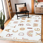 Boho Rug Rainbows Terracotta Colors Neutral Nursery Art Scandinavian Chic Area Washable Hallway Runner Meditation Mat Minimalist Home Decor for Living Room Bedroom Playroom Classroom, 3'x5