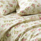 Laura Ashley Home Collection Premium Ultra Soft Cozy Lightweight Cotton Flannel Bedding Sheet Set, Wrinkle, Anti-Fade, Stain Resistant & Hypoallergenic, King, Audrey Pink (201593)