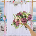 Artificial Flowers 25pcs Fake Roses, Rouge Foam Rose Faux Flower for DIY Wedding Bouquets Bridal Shower Centerpieces Floral Arrangements Home Decorations Party Backdrops Table