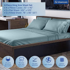 DREAMCARE King Size Sheets Set – 6 pcs Cooling Bed Sheets – up to 15” Deep Pocket King Sheet Set – 2500 Supreme Collection – Extra Soft 100% Brushed Microfiber Hotel Luxury with Side Pocket – M Blue