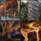YULETIME Clear Christmas Lights with Brown Wire, 66 Feet 200 Count UL Certified String Lights, Pack of 2 Sets 33 Ft 100 Count Incandescent Mini Light Set (Clear)