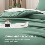 Litanika Comforters Twin/Twin XL Size Haze Green, 2 Pieces Lightweight Solid Bedding Set & Collections, All Season Fluffy Bed Set (66x90 Inches Comforter & 1 Pillowcase)