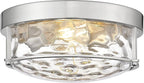 FEMILA Flush Mount Ceiling Light Fixture, 12" Brushed Nickel Ceiling Light, Water Ripple Glass, for Hallway, Living Room, Kitchen, Bedroom, E26 Base, 4FTJ22WG-F BN