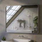 ISKM 36"x 30" Silver Bathroom Mirror for Wall, Bathroom Vanity Mirror Anti-Rust, Tempered Glass, Rounded Rectangle Mirror(Horizontal/Vertical)