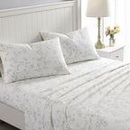 Laura Ashley - Flannel Sheets King Size, Anti-Pilling & Wrinkle Resistant Cotton, Touchably Soft for All-Season Comfort - Bed Sheets with Matching PIllowcasess & Fitted Sheet (Fawna Grey)