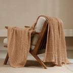 PHF 100% Cotton Waffle Weave Throw Blanket, Soft Lightweight Breathable Cozy Throws for Couch Bed Sofa, Luxury Aesthetic Woven Blanket for Home Decor & Office, 50"x60", Clay