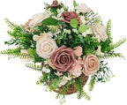 Artificial Flowers 25pcs Roses, Shade of Caramel Foam Fake Rose Faux Flower for DIY Wedding Bouquets Bridal Shower Centerpieces Floral Arrangements Party Tables Home Decorations
