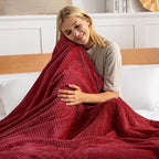 Exclusivo Mezcla Fleece Bed Blanket Twin Size, Super Soft and Warm Blankets for Couch, Sofa and Bed Waffle Textured, Cozy, Fuzzy and Lightweight (Deep Red, 60x80 inches)