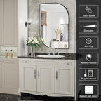 24X32 Inch LED Mirror for Bathroom with Lights,Black Frame Lighted Irregular Wall Mirror,Asymmetrical Vanity Mirror,Anti-Fog,Dimmable