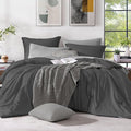 Monbix King Size Comforter Set, Dark Grey King Size Bed Set Reversible 7 Pieces, Cationic Dyeing Bed in a Bag with Comforter, Sheets, Pillowcases & Shams