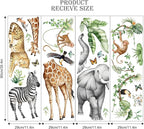 Jungle Safari Animal Wall Decals for Kids Room - Wildlife Wall Stickers Giraffe Elephant Leopard Zebra Monkey Removable Vinyl Nursery Decor for Baby Toddlers Classroom Playroom Wall Decor