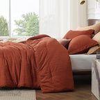 Bedsure Full Comforter Set - Burnt Orange Soft Bedding for All Seasons, Cationic Dyed Bed Set, 3 Pieces, 1 Full Size Comforter (82"x86") and 2 Pillow Shams (20"x26"+2")