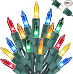 Toodour Multicolor Christmas Lights, 25ft 100 Count Incandescent Christmas String Lights, UL Certified Connectable Green Wire Xmas Lights for Tree, Holiday, Party, New Year, Indoor Xmas Decorations
