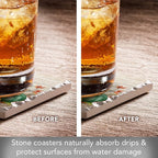 Thirstystone Autumn Gnomes 4 Pack Assorted Tumbled Tile Stone Coasters with Protective Cork Backing 4" Square Manufactured in The USA
