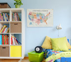 Map Theme Education Rectangular Banner-Flag Wall Sign Decor for Baby Toddler Boy Girl Kids Teen,Classroom Homeschool Nursery Reading Room Teacher Office Decor-Baby Shower Birthday Christmas Gift