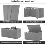 Extra Large Toy Box 167L, Sturdy Toy Storage Chest Organizer Bin Baskets with 2 Removable Divider for Boys, Girls, Kids, Nursery, Bedroom, Playroom, 35.5"x17" x17"(Linen Gray)