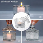 16 Piece Votive Candle Holders with Lids, Tealight Candle Holders in Bulk, Glass Small for Table Centerpiece, Wedding, Home Decor (2.68'' x 1.65'', Clear)