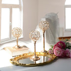Elegant Crystal Candle Set of 6- Gold Tealight Holders, Votive Candelabras & Bowl Centerpiece Bulk for Dining Table, Wedding Decor