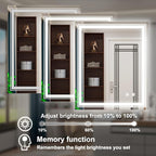 30 x 36 Inch LED Mirror for Bathroom with Lights, Frameless Lighted Bathroom Vanity Mirrors, Stepless Dimmable, Anti-Fog, Memory Funtion, Wall Mounted, Horizontal/Vertical