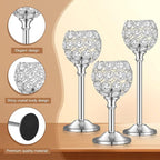 Qunclay 18 Pieces Crystal Candle Holders Bulk Candle Stick Holder Centerpieces for Table Wedding Centerpieces Crystal Decorative Tealight Dining Table Decor for Party(Silver)