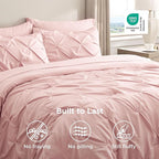 Bedsure Full Comforter Set Pink - Bed in a Bag Full Size Bedding Set 7 Pieces, GentleSoft™ Pintuck Bed Set Gift for Family, Pinch Pleat All Season Comforter with Sheets, Pillowcases & Shams