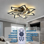 Modern Ceiling Fan with Lights Remote Control, 32" Black Ceiling Fan with Light, 6 Speeds 3 Light Color Low Profile Flush Mount Ceiling Fan for Kitchen Bedroom