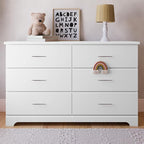 Storkcraft Brookside 6 Drawer Double Dresser (White) – GREENGUARD Gold Certified, Dresser For Nursery, Kids, Chest Of Drawers