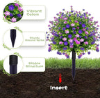 2 Pack Artificial Topiary Ball Trees Boxwood Shrubs with Spikes, UV Resistant Fake Flowers Bushes for Outdoor, Look Real Faux Plants for Porch Pathway Garden Yard Patio Halloween Decor -Purple