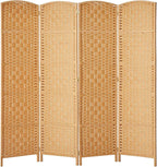 Rose Home Fashion 6 ft Tall Room Divider, Room Dividers and Folding Privacy Screens, 15.7in Privacy Screen 4 Panel Partition Temporary Wall Separation for Private, Light Beige
