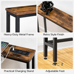 HOOBRO 39.4" Skinny Console Table with Power Outlet, 5.9" Behind Couch Table with Charging Station, Narrow Sofa Table, Long and Thin Table for Entryway, Living Room, Rustic Brown BF51UXG01