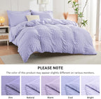 HYMOKEGE Light Purple California King Comforter Set Seersucker 7 Pieces, All Season Luxury Bed in a Bag for Bedroom, Bedding Set with Comforter, Sheets, Pillowcases & Shams